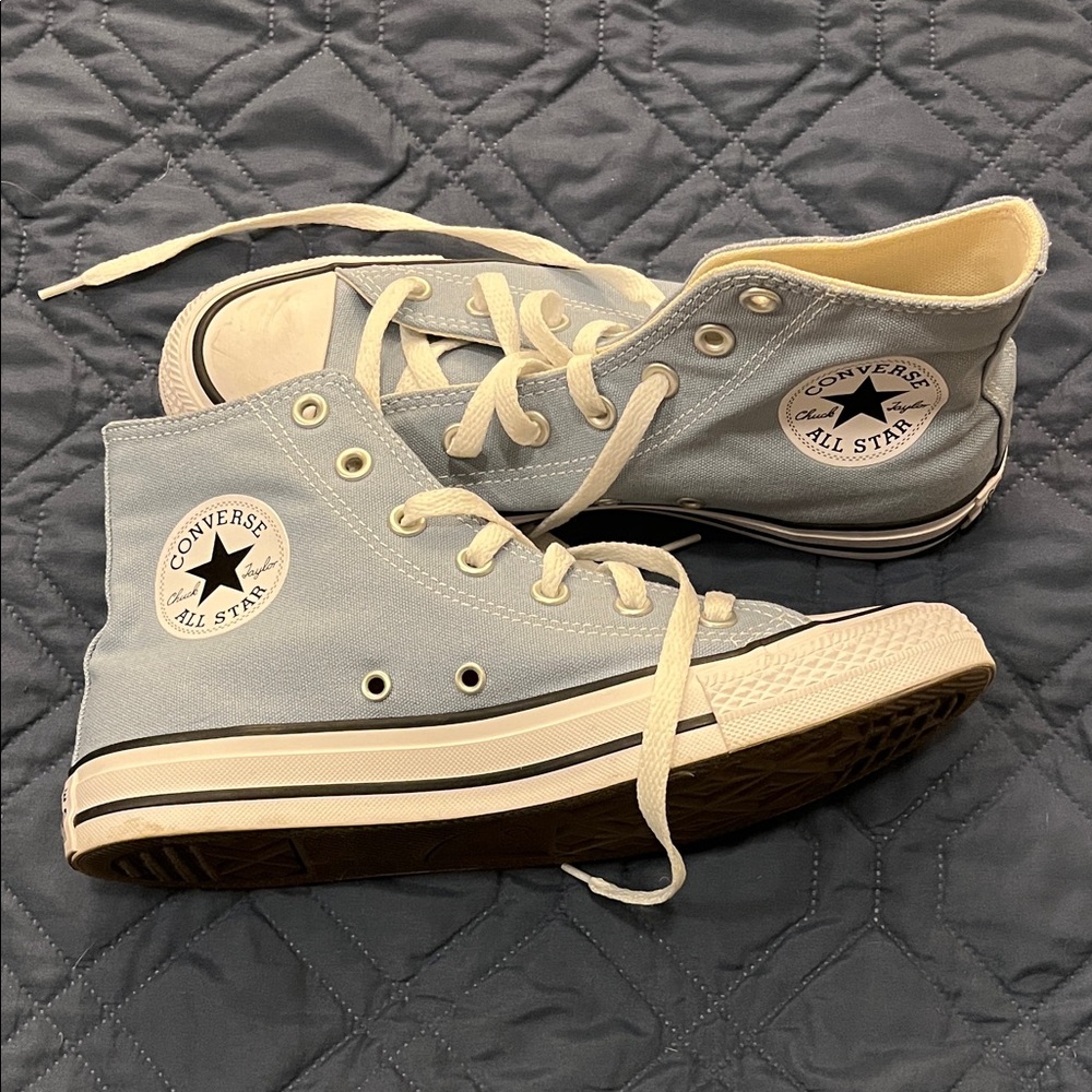 Converse baby blue High-Top Sneakers with White Accents 8 W